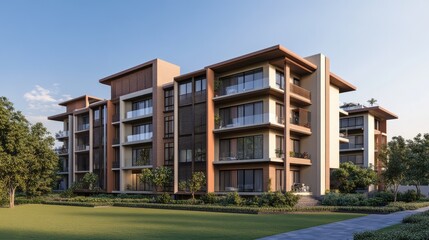 Obraz premium Stylish 3D Residential Elevation Design