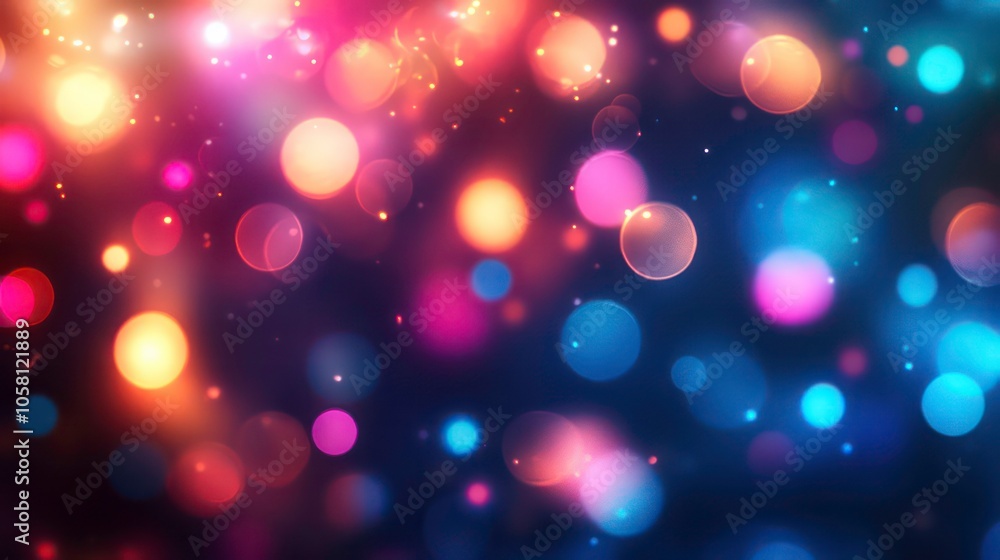 Poster abstract background with blurred colorful lights and bokeh effect.