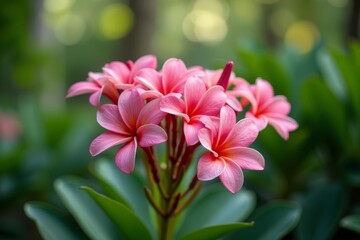  Vibrant pink orchid blooms in a lush garden
