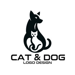 Cat And Dog Vector Logo Design