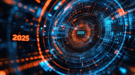 Fototapeta premium Modern digital abstract network 3D background 2025 AI generated image