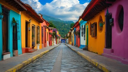 Fototapeta premium Beautiful streets and colorful facades of San Cristobal de las Casas in Chiapas, Mexico.