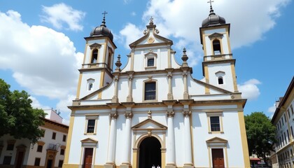 Fototapeta premium Elegant church architecture under a clear sky