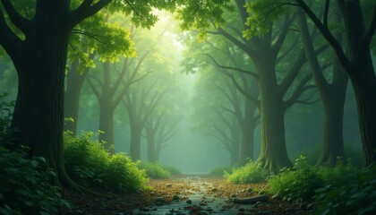 Obraz premium Enchanted forest path inviting exploration and serenity