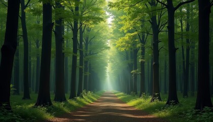Fototapeta premium Enchanted Forest Path A Journey Through Natures Heart