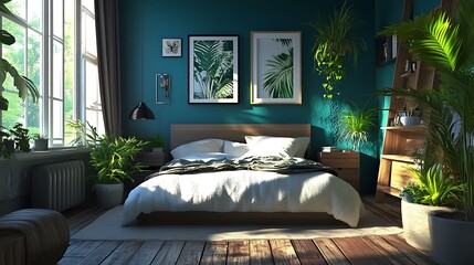 Modern Interior of Stylish Living Room ,Wall Mock Up, Frame , Poster with Beautiful Background, 3d render