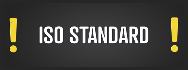 ISO Standard. A blackboard with white text. Illustration with grunge text style.