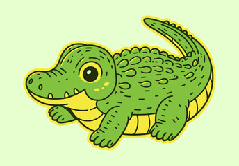 Obraz premium cute alligator, funny baby crocodile illustration