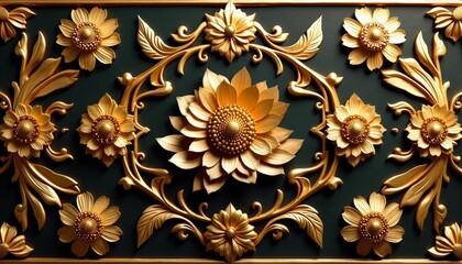  Elegant gold floral design on dark background