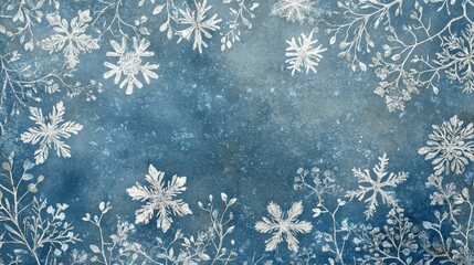 Elegant snowflake pattern wallpaper in shades of silver and blue for a serene winter aesthetic