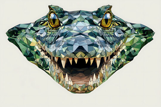 crocodile head in geometric pattern, illustration