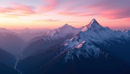 Fototapeta premium Majestic peaks under the sunset sky