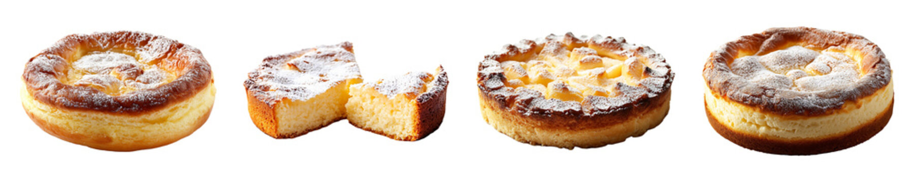 Set, collection of Traditional German kuchen isolated on transparent background.