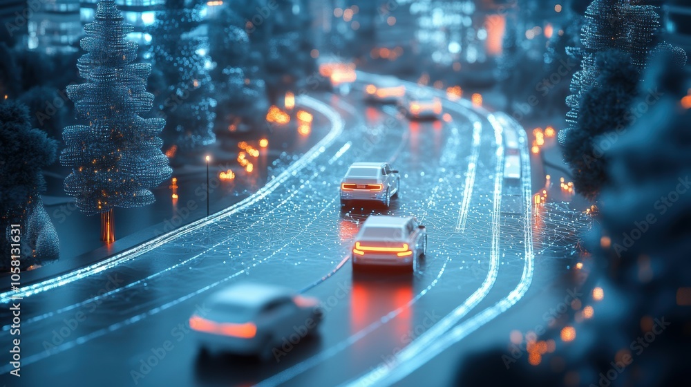 Aufkleber exploring a lowpoly wire mesh representation of an intelligent transportation network the future of 