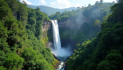 Fototapeta premium Epic Waterfall in the Heart of Natures Splendor