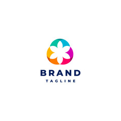 Three Colorful Paper Flowers Logo Design. Three Colorful Paper Flowers Rotating Blooming Logo Design.