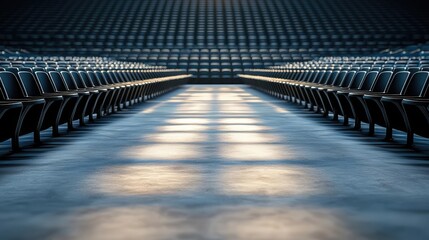 Obraz premium Rows of modern chairs in a spacious, well-lit auditorium.