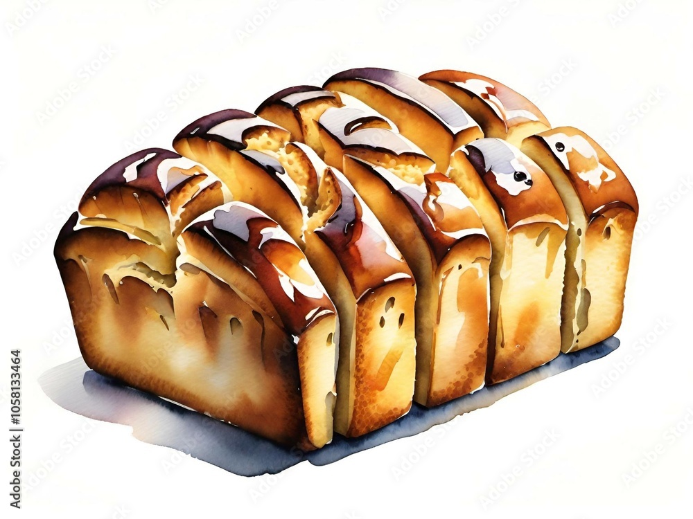 Wall mural watercolor bread on white