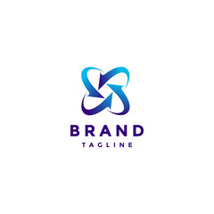 Simple Initial X Letter Arrows Converge Logo Design. Four Arrows Converge To The Center Logo Design.