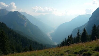 Fototapeta premium Majestic mountain vista serene and untouched