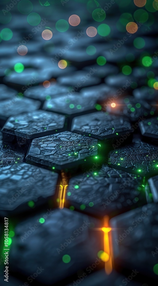 Poster abstract hexagon pattern with glowing lights