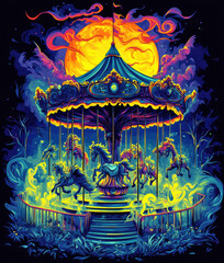 T-Shirt Vector Design: Two-Tone Midnight Blue Background