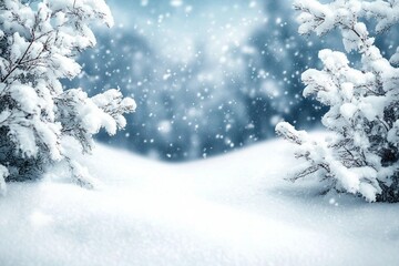 Fototapeta premium Winter background of snow and frost with free space for your decoration.