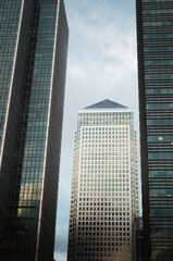 View of Canary Wharf skyscrapers in London