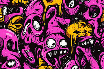 Graffiti Characters Seamless Pattern illustration