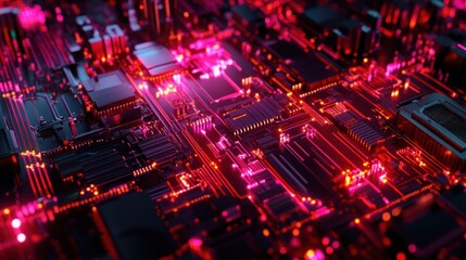 Fototapeta premium Abstract circuit cyber innovation communication technology design AI generated image