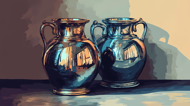 lusterware pottery or porcelain with a metallic glaze tha. Metallic Glaze. Illustration