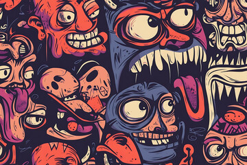 Graffiti Characters Seamless Pattern illustration