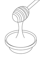 Illustration line sketch honey on jar with blank background © Galih Studio