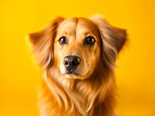 cute dog on yellow background