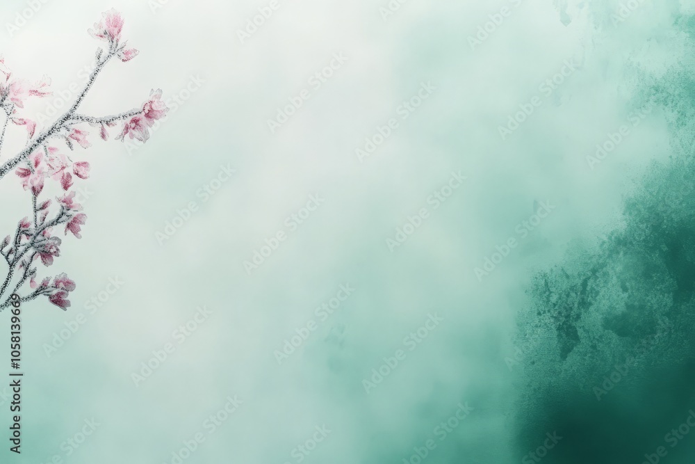 Poster abstract minimalist green watercolor gradient background with soft transitions and misty effects cre