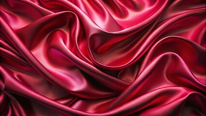Obraz premium A luxurious cascade of deep crimson satin folds gracefully, reflecting soft light, creating an elegant and alluring visual tapestry.