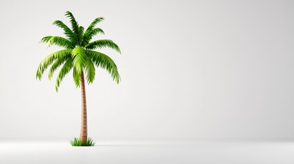 Obraz premium Single Palm Tree on White Background Tropical Summer Nature Scene