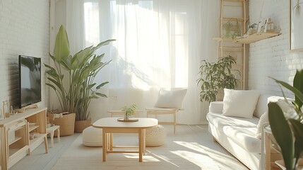 Modern Interior of Stylish Living Room ,Wall Mock Up, Frame , Poster with Beautiful Background, 3d render