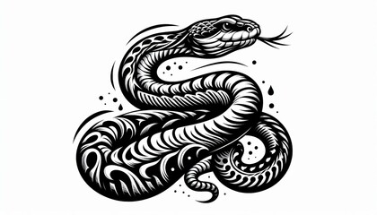 Black and White Snake Tattoo Design Illustration