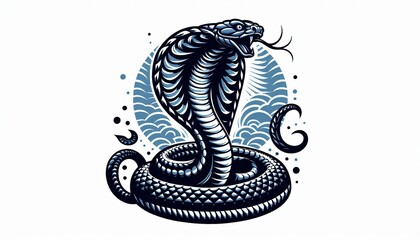Cobra Snake Illustration  Black and Blue  Vector Graphic