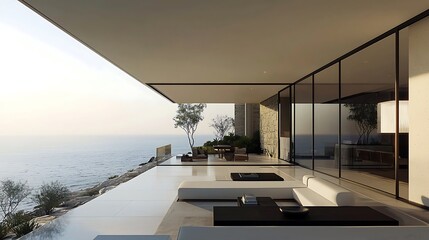 Modern cliffside house with expansive ocean views, combining luxury with architectural innovation.