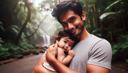 A happy couple sharing a kiss on the beach, surrounded by nature and enjoying a romantic summer day together
