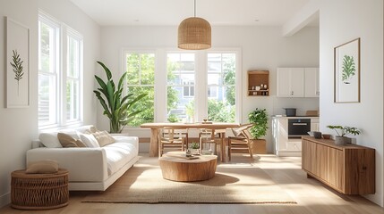 Modern Interior of Stylish Living Room ,Wall Mock Up, Frame , Poster with Beautiful Background, 3d render