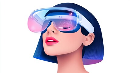 Fototapeta premium Futuristic Woman Wearing Augmented Reality Glasses