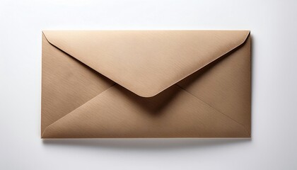 A simple brown envelope lies flat on a white background, showcasing a minimalist design suitable for mail or stationery.