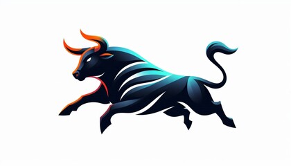 Abstract Bull Logo Design   Black Bull with Gradient Color