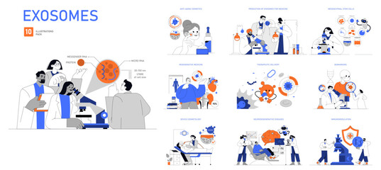 Exosomes. Flat Vector Illustration