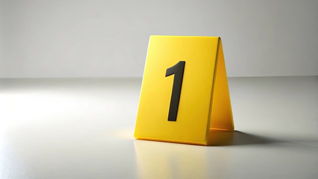 Yellow evidence marker number 1 on background, crime scene, investigation, evidence, marker, yellow, number 1, forensic, police