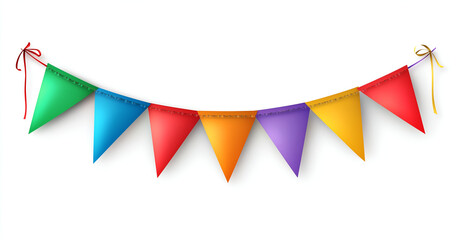 Obraz premium colorful paper banner with triangular flags hanging on the white background