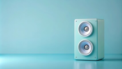 Futuristic wireless sound system in light blue color, depicted in a , futuristic, wireless, sound...